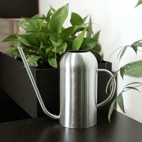 Gießkanne aus Edelstahl – 1,5-Liter-Gießkanne aus Metall mit langem Überlaufschutz, ideal für Zimmer- und Gartenpflanzen.