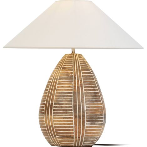 Lampe de table bois naturel blanc lavage style contemporain - bois naturel blanc lavage (1/3)