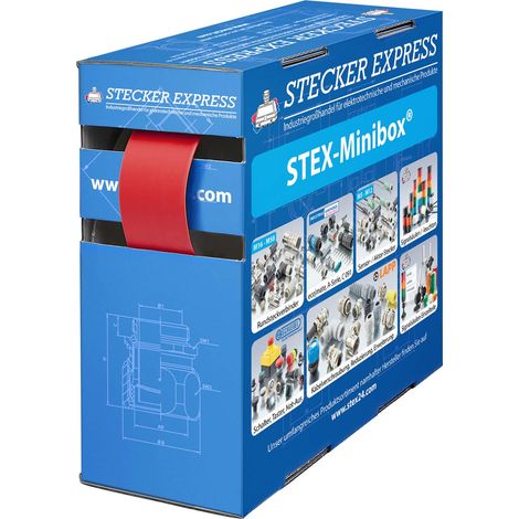 STEX24 Schrumpfschlauch 2:1, Minibox mit 4,8m, rot 16,0/8,0mm, 5/8 Zoll, WSB2 Schrumpftemperatur mind. 110°C, vollständig bei mind. 120°C - 1 Stück (1/2)