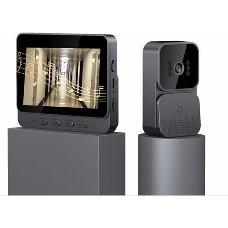 Kabellose Türklingel mit 1080P 90DB Kamera, kabellose Video-Gegensprechanlage mit 4,3-Zoll-IPS-Bildschirm, kabelloses Video-Türsprechanlagensystem für Familien, Außenbedienfeld, Kamera-Türklingel mit 