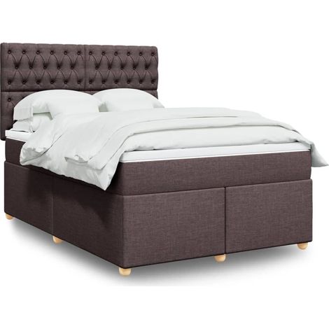 Sommier à lattes de lit avec matelas Marron foncé 160x200 cm vidaXL (1/5)