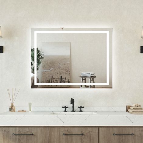 Specchio bagno Rettangolare 80x60cm Retroilluminato Con Led, Antiappannamento (1/5)