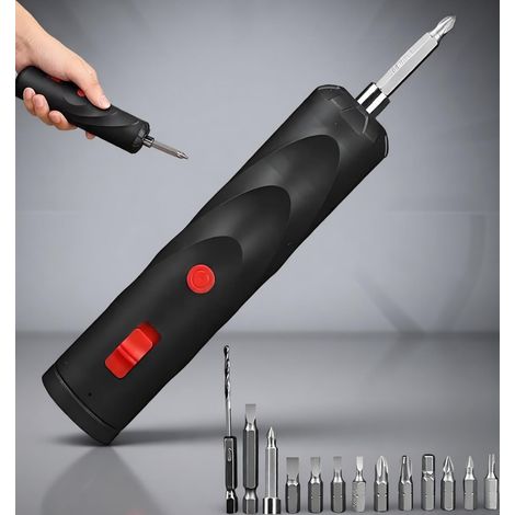 Jeu de tournevis électrique compact rechargeable par USB avec 12 embouts magnétiques, outil manuel ergonomique pour les projets de construction à domicile