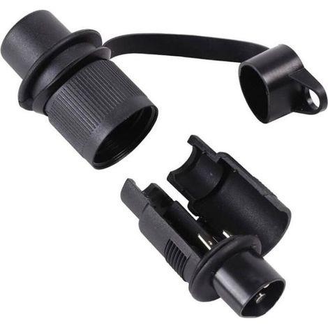 -Prise Remorque 3 Broches et Fiche pour Remorque 12V, Prise électrique 3 Broches Femelle Connecteur Prise Attelage Remorque Male (1/4)