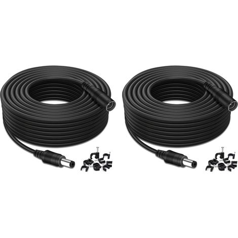 Câble d'extension DC 10 M, Connecteur mâle-Femelle 2,1 mm x 5,5 mm pour caméras de sécurité CCTV (caméras IP WiFi TAPO C200, C310), DVR, Tubes LED, routeurs, TV Box (8010) - Lot de 2 (1/5)