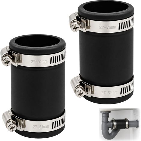 2 Pièces Manchons Flexibles, Ø 40 mm Manchon Caoutchouc Tuyau Diamètre Extérieur 36-43 mm avec Colliers de Serrage Inox pour Tuyau en PVC, Tuyau de Ventilation, Séparateur de Poussière (1/5)