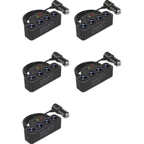 Convient pour le répartiteur allume-cigare 5X avec 4 prises 12V-24V et l'adaptateur secteur pour téléphone portable 120W QC3.0 + PD3.1A. (1/4)