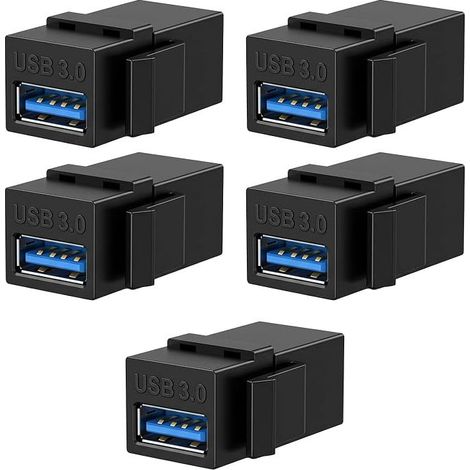 USB 3.0 A Female-Female Keystone Adapter Data Transfer for Wall Plates Patch Panel Network Socket Connector Coupler Black (1/2)