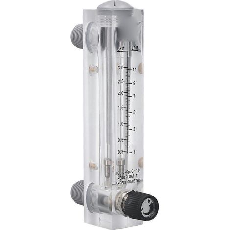 Flüssigkeitsdurchflussmesser aus transparentem Acryl, verstellbar, für die Montage auf einer Platte, Wasserdurchflussmesser 0,3–3 GPM