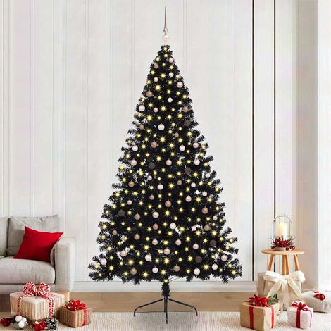 vidaXL Árbol de Navidad Artificial Preiluminado Negro 240 cm PVC (1/5)