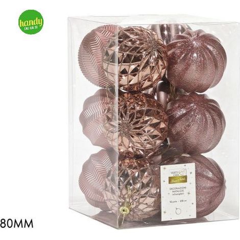 Set 12 Sfere General Trade Ø 80mm Rosa Modelli Assortiti