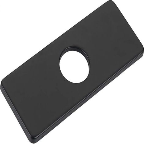 Plaque De Robinet - Cache Trou Rectangulaire En Acier Inoxydable Noir - Pour Évier Cuisine - 15,5 X 6 Cm - 1 Pièce