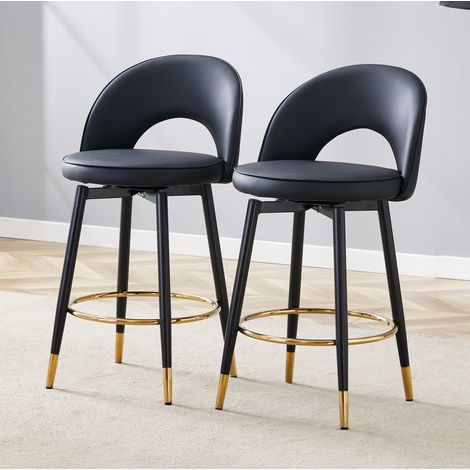 Tabouret bar pivotant 360° lot de 2, 44 x 44 x 91,5 cm, PU noir HAVRYA (1/5)