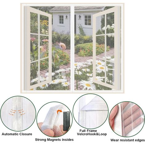 Moustiquaire porte fenetre magnétique automatiquement fermé blanc 90x120cm (1/5)
