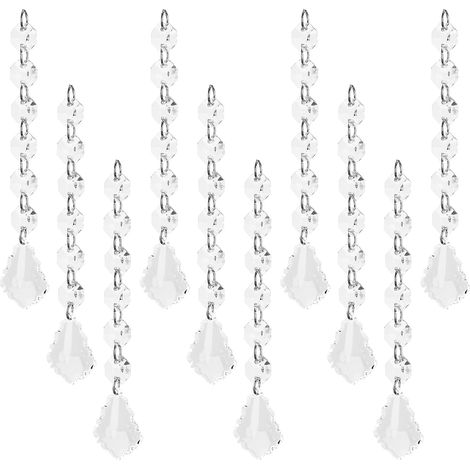 Lot de 10 pendentifs en acrylique de 15 cm en forme de feuille pour lustres, mariages, fêtes et sapins de Noël. (1/5)