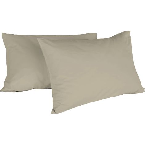 Italian Bed Linen Max Color Coppia di Federe Tinta Unita, 100% Cotone, Tortora, 52 x 82 cm (1/2)
