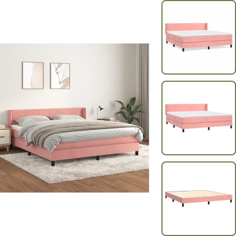 Boxspringbett mit Matratze Rosa 160x200 cm Samt - Samtbett - Boxspringbett - Doppelbett - Rosa Bett - Bettenrahmen (1/5)