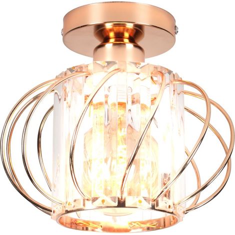 Plafonnier En Verre Lampe De Plafond En Cristal Lustre Moderne Or Rose Plafonnier Créatif E27 Pour Couloir Bureau Cuisine Balcon Salon (1/5)