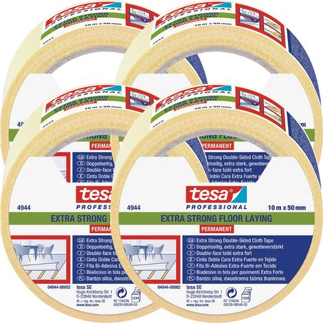 Nastro biadesivo resistente Tesa per tappeti, 10 m, 50 mm, 4 pezzi.