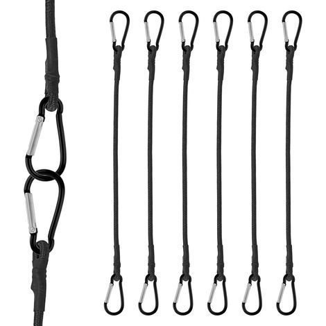 Ciel-Tendeurs Elastique avec Mousqueton, 6 Pièces 12 mousquetons 30CM Tendeurs Elastique avec Crochets, Tendeurs en Réglables avec Mousqueton pour Camping, Bâches, Tente, Bagages, Vélo, Voitur et Moto (1/5)