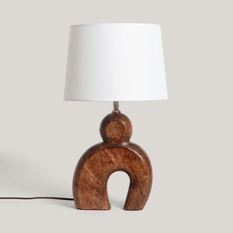 Tischlampe aus Holz Hunar II ILUZZIA  Natürliches Weiß