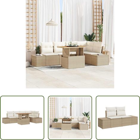 vidaXL Poly Rattan - Garten-Sofa-Set mit Speicher 6 pcs Beige Poly Rattan (1/5)