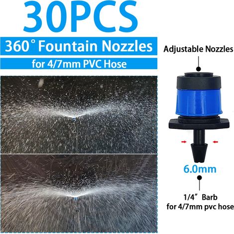 (H-30PCS) Arroseur goutte-à-goutte pour serre et jardin, diffuseur de brume réglable, piquet, buse rotative à micro-pulvérisation (1/5)