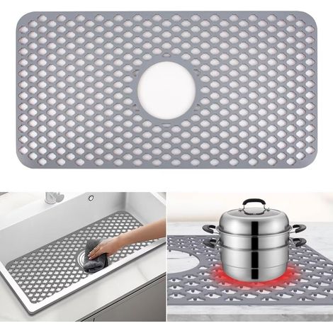 Protezione per lavello in silicone, 63 x 33 cm, pieghevole, resistente al calore e antiscivolo