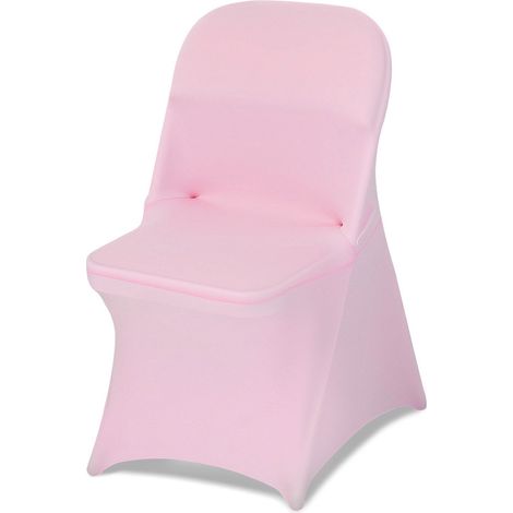 Housses de chaise roses extensibles en polyester et élasthanne, lot de 50 pour mariages et réceptions, tailles jusqu'à 45 x 46 x 77 cm. (1/5)