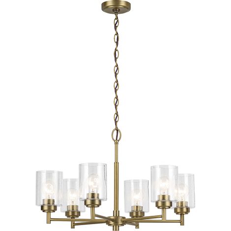 Lampadario WINSLOW ottone 6xE27 vetro bolle Kichler (1/5)