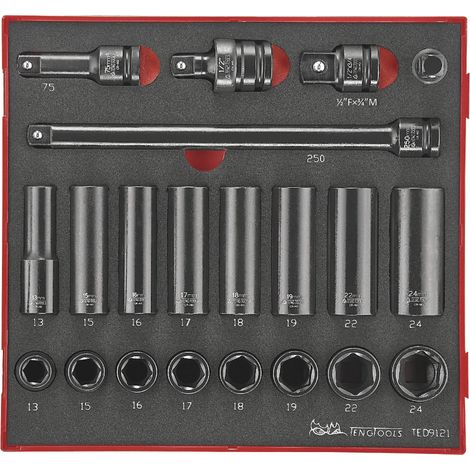 Jeu de douilles à choc Foam2 tray 1/2 13- 24mm 21 pièces Teng Tools TED9121 (1/2)