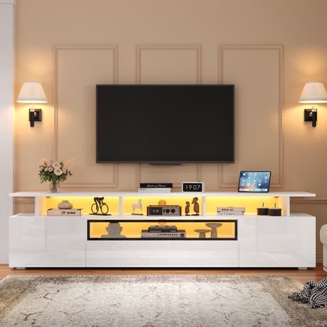 Mueble TV 180x38x45 Cm 2 Armarios, 1 Cajón, LED, 10 Baldas, TV Hasta 75 Pulgadas (1/5)