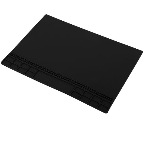 Tapis de réparation magnétique en silicone résistant à la chaleur pour ordinateur, téléphone et station de soudage, outils, 350 x 250 x 4 mm, noir (1/5)