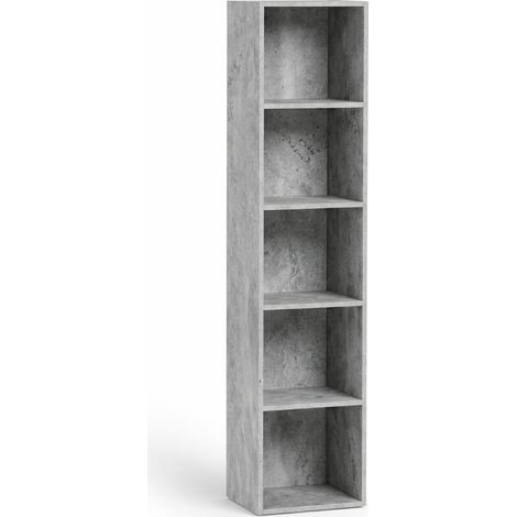 Libreria Scaffale Modulo Aperto 5 Ripiani Portaoggetti 30x24x132H cm Cemento LIB05 30x24x132H cm - 5 Ripiani Cemento