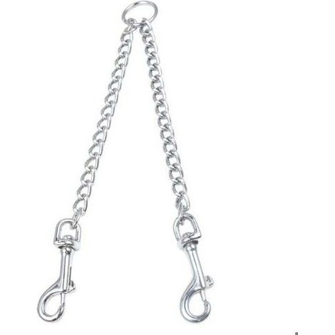 Laisse de chien double, coupleur de laisse de chien double en métal, jumelage pivotant 360 à l'épreuve de la mastication (1/4)