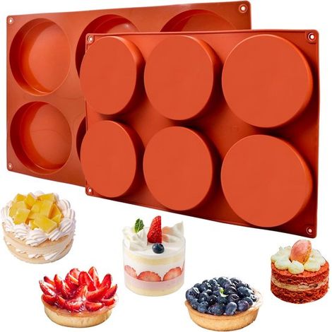Zwei große Silikon-Backformen Antihaft-Backformen mit 10 cm Durchmesser und 6 Mulden geeignet für die Zubereitung von gefüllten Keksen Maisbrot (1/2)