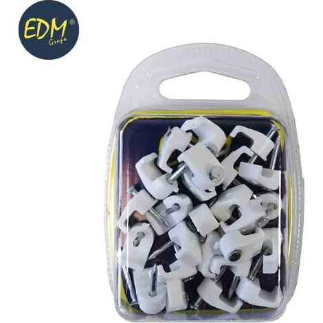 Graffetta fermacavo bianca per tubo piatto 2x1,5 N° 1 (25 pezzi) Edm