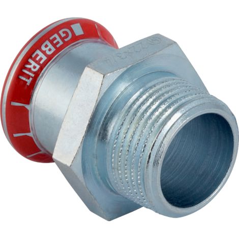Pièce de transition Mapress en acier au carbone avec filetage mâle d 42 mm x R 5/4", zinguée 21721