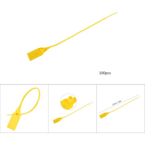 Einweg-Kunststoffverschlüsse, Kabelbinder, selbstsichernde Verschlüsse für Gepäck, Schuhe, Taschen, Sicherheitsanhänger (100er-Packung, Gelb, PP, 33 cm) (1/5)