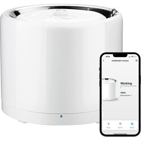 Petkit – Fontaine à eau automatique sans fil pour chats et chiens – Acier inoxydable 1,8 L – Système de filtration multicouche – Ultrasilencieuse 35dB