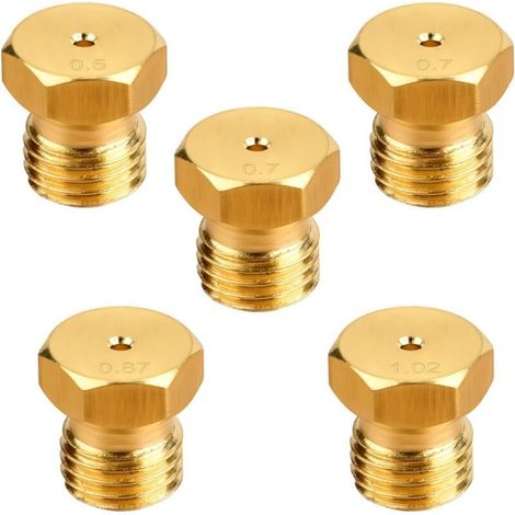 5-teiliges Universal-Butangasdüsen-Set für Erdgas- und Flüssiggasherde, Düsen und Injektoren, Gaseinspritzflaschendüse. Umrüstsatz (1x 0,5, 2x 0,7, 1x 0,87, 1x 1,02) (1/5)