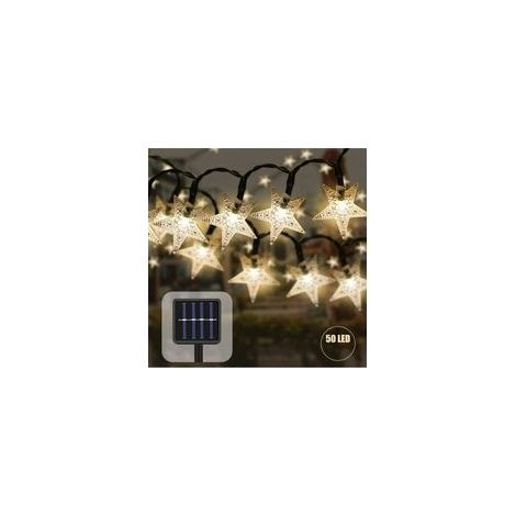 9,5 m lange Solar-Lichterkette mit 50 LEDs, wasserdicht, sternförmig, dekorativ für Partys, Hochzeiten, Gärten, Geschäfte und den Außenbereich (Gelb) - Crezuo