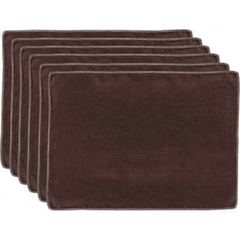 Lot de 6 sets de table, lin et coton brun 36 x 48 cm - CONSTELLA 9048 (1/4)