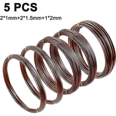 Fils de formation de bonsaï de paquet de 5, fil de formation de bonsaï en aluminium anodisé