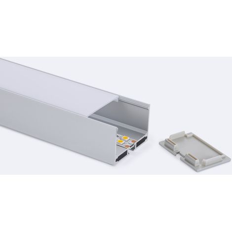 Profilé Aluminium Grande Taille Suspendu avec Capot Continu Pour Ruban de LED jusqu'à 45 mm Aluminium 2 m Blanc translucide (1/3)