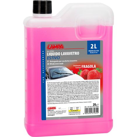 Liquido lavavetro estivo profumato, pronto all'uso - Fragola - 2000 ml