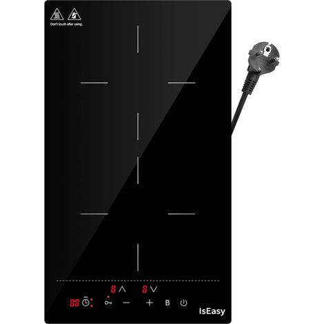 Iseasy – Plaque induction 2 foyers – Puissance 3400W – Dimensions L51 x P29.5 cm – Contrôle tactile – Fonction booster pour cuisson rapide (1/5)