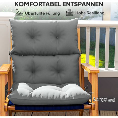 Coussin épais rembourré pour fauteuil avec dossier, assise confortable pour rocking-chair, usage intérieur/extérieur, gris clair.