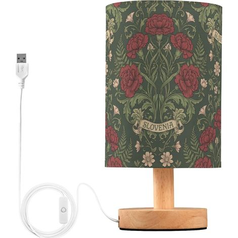 Lampe de table vintage rouge Slovénie motif œillet chevet pour (1/5)