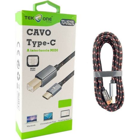 TrAdE Shop Traesio - Cavo Usb Tipo Type C A Interfaccia Type B Midi 3 Metri Art. To-us221l -